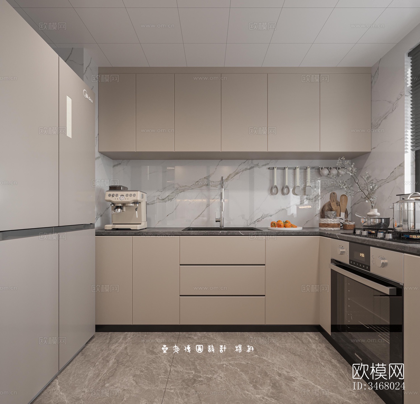 现代大平层效果图下载（渲染图3）