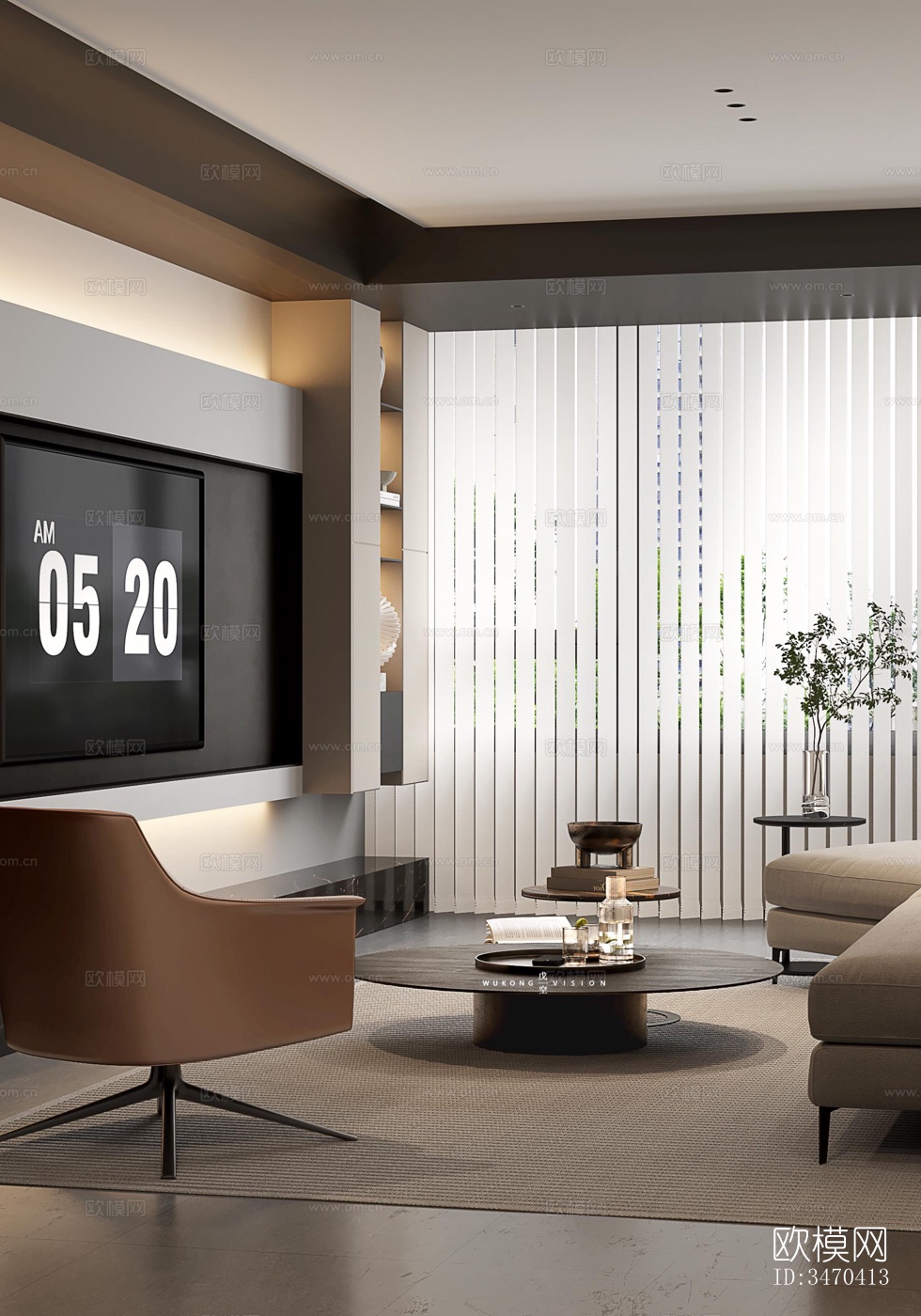 现代平层效果图下载（渲染图5）