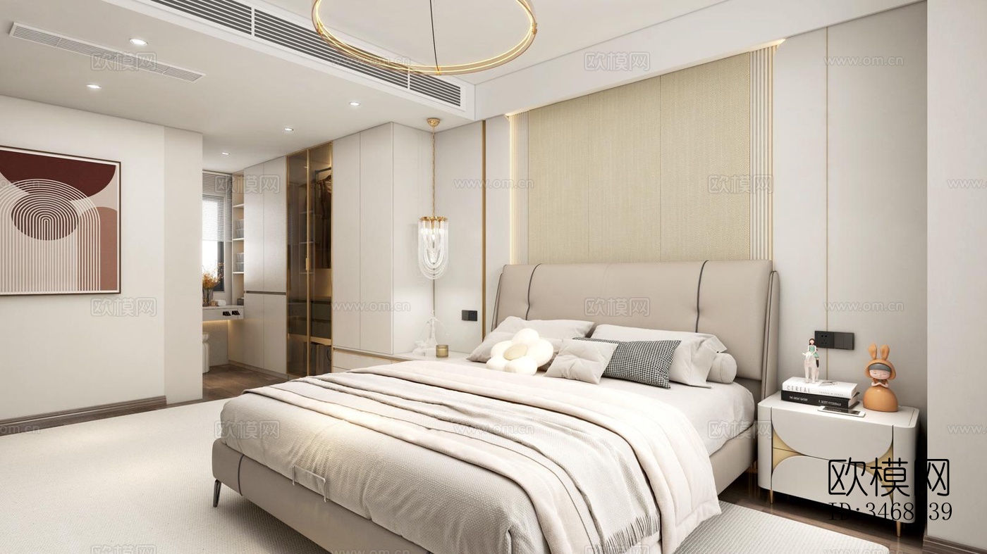 现代大平层效果图下载（渲染图1）