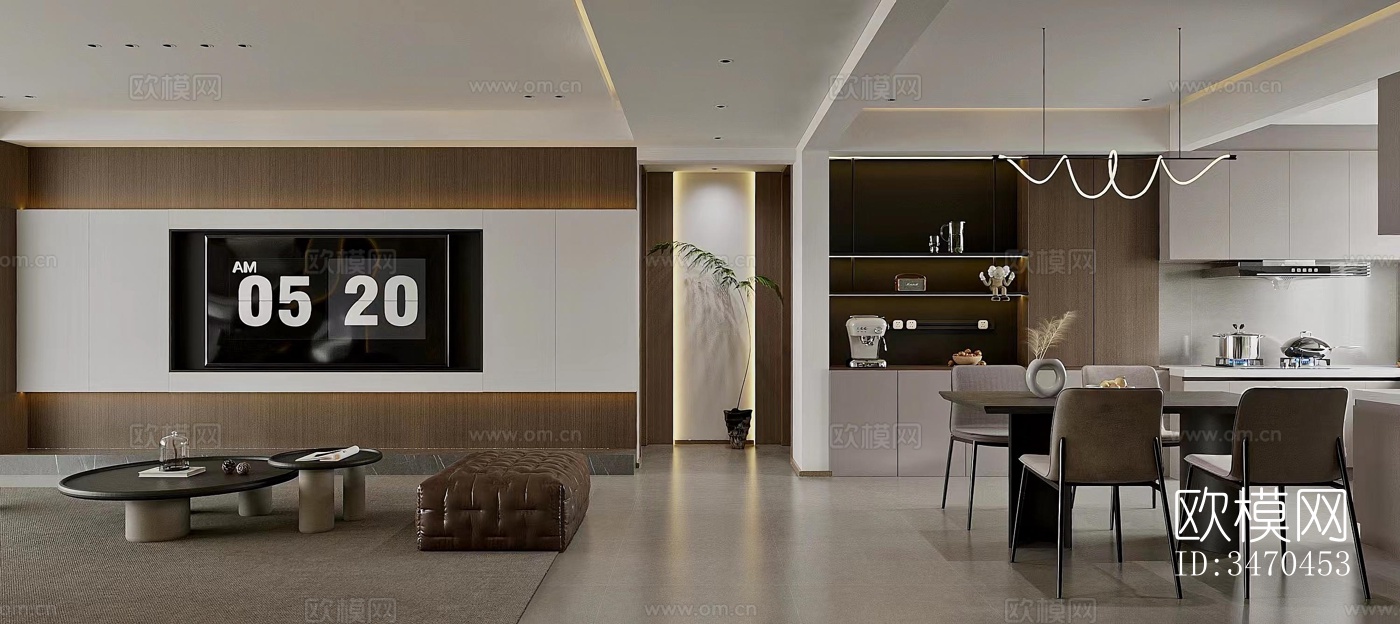 现代平层效果图下载（渲染图6）