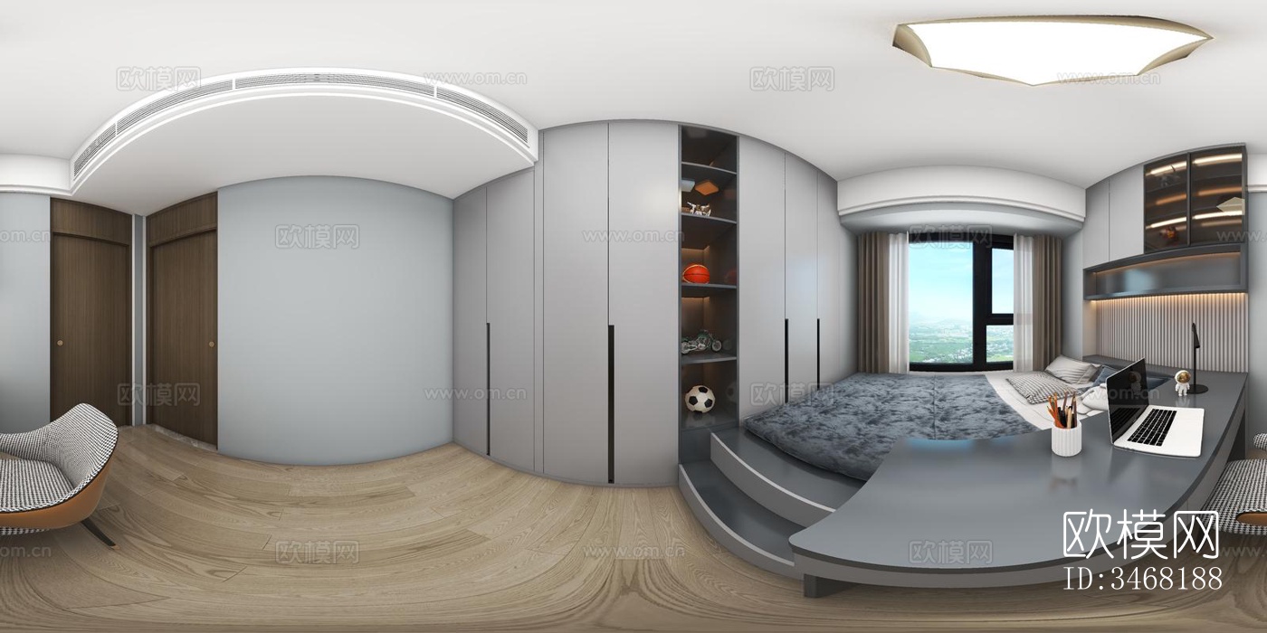 现代大平层效果图下载（渲染图7）