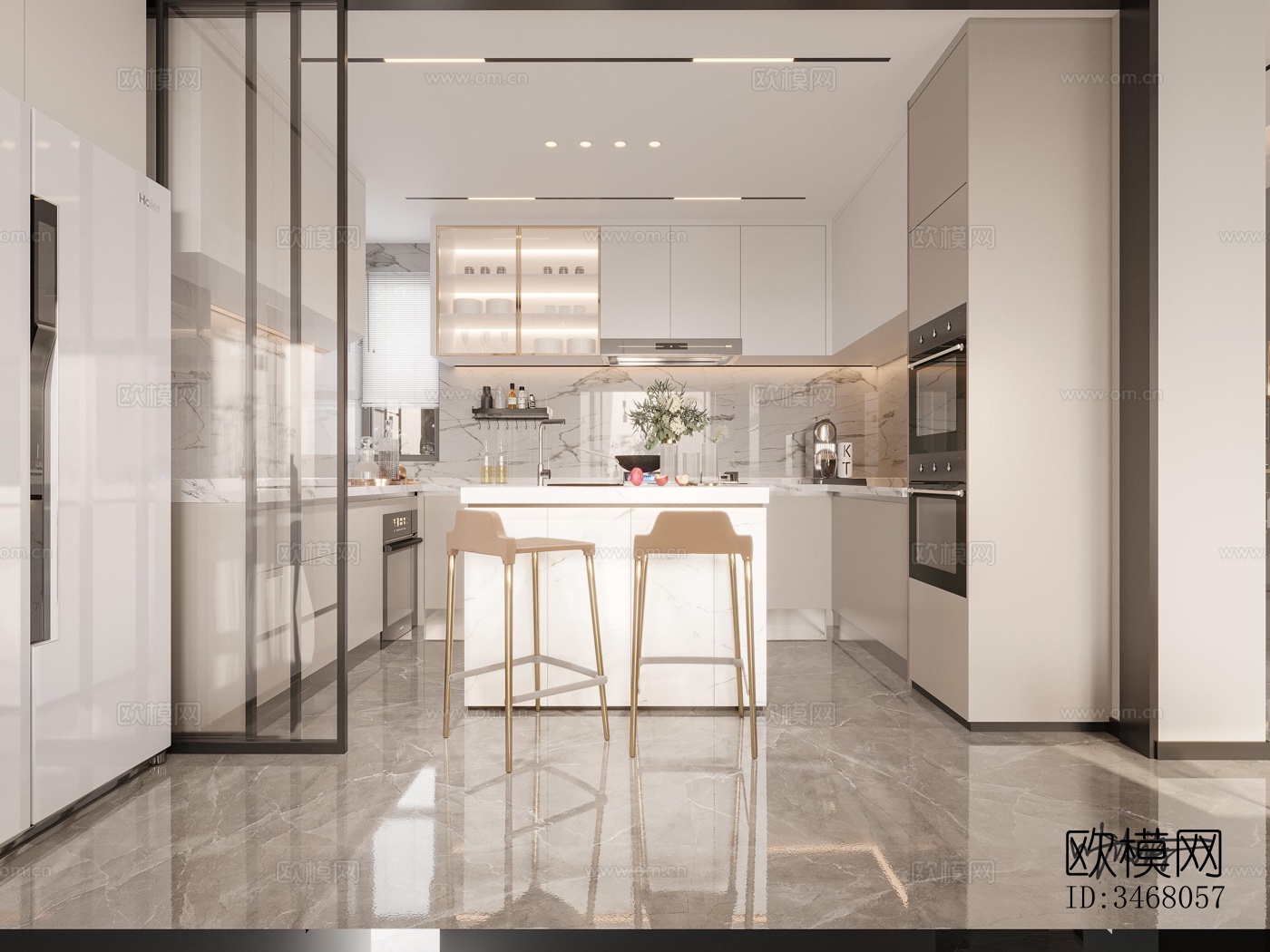 现代大平层效果图下载（渲染图6）