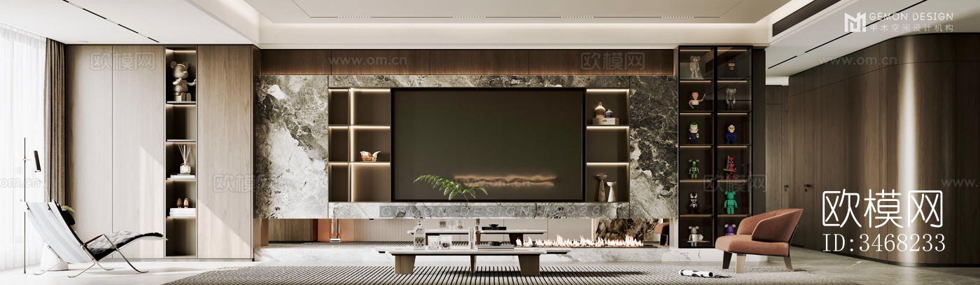 现代大平层效果图下载（渲染图4）