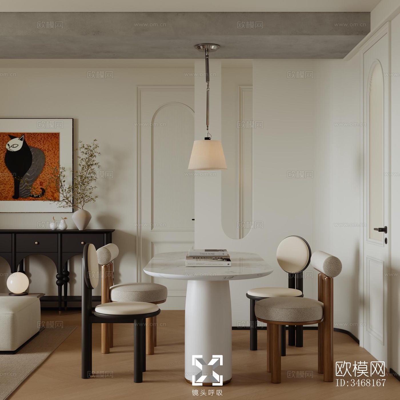 现代大平层效果图下载（渲染图3）