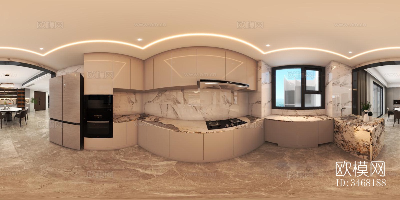 现代大平层效果图下载（渲染图3）