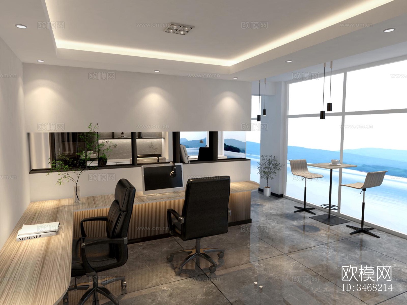 现代大平层效果图下载（渲染图1）