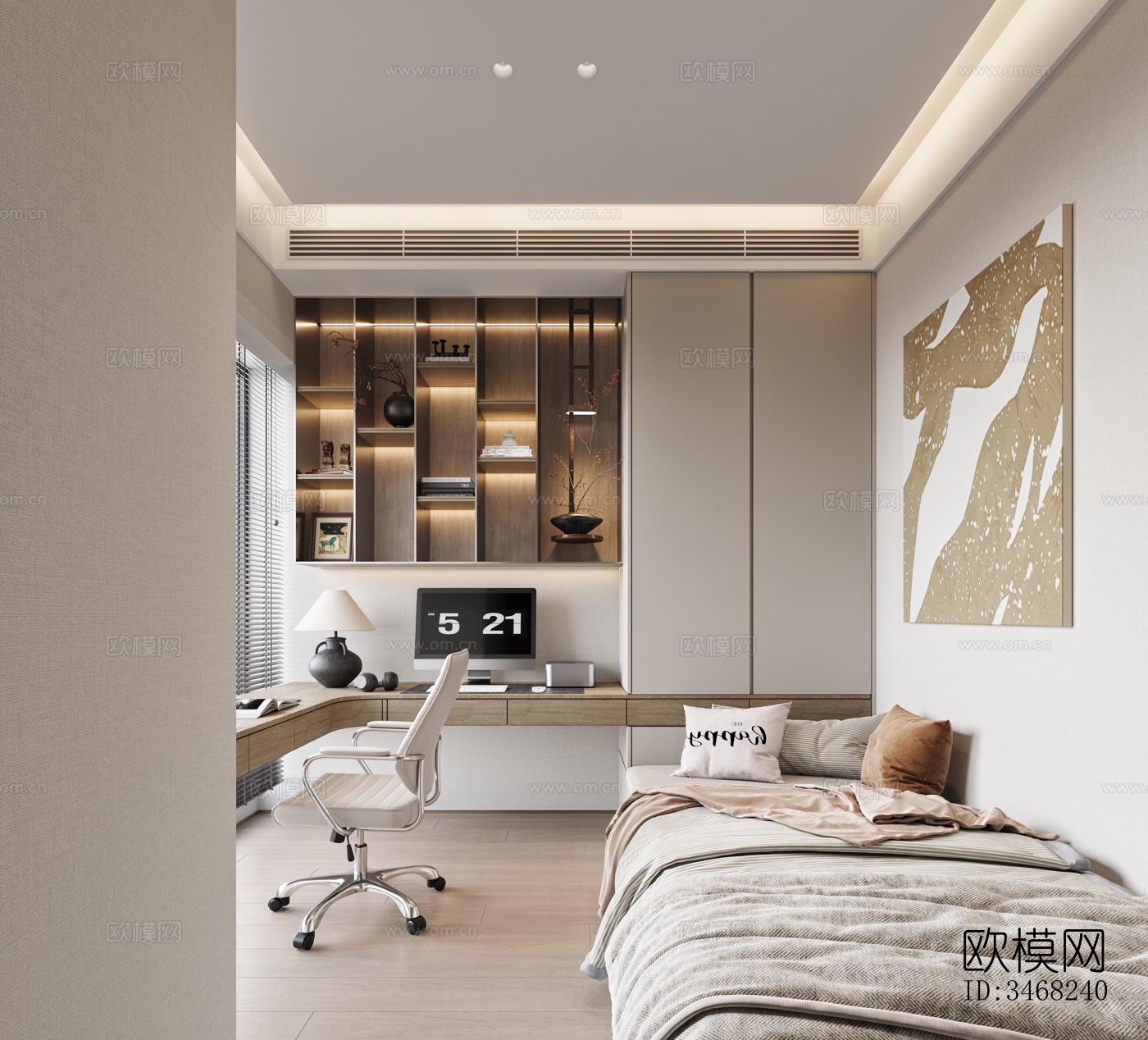 现代大平层效果图下载（渲染图4）