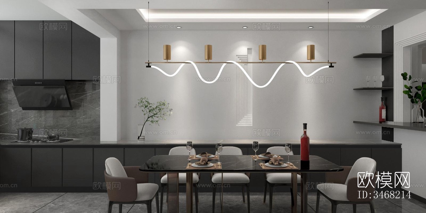 现代大平层效果图下载（渲染图2）