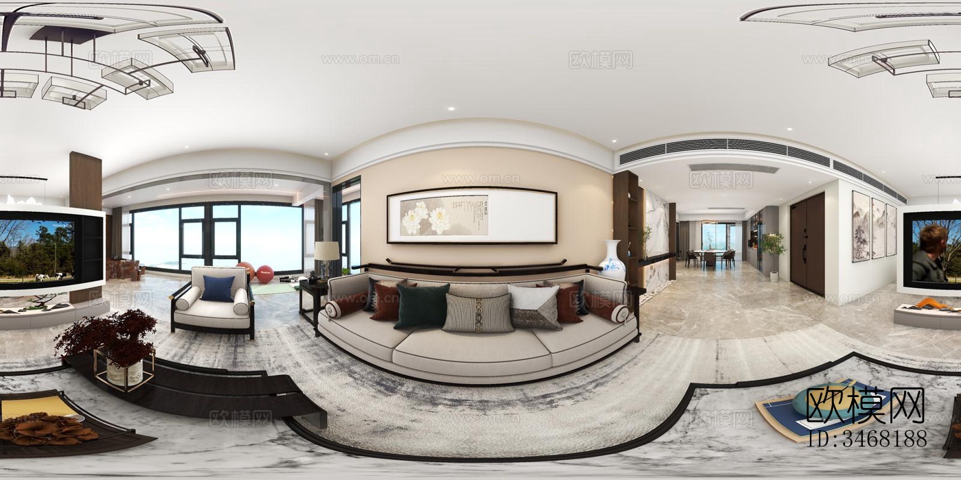 现代大平层效果图下载（渲染图6）