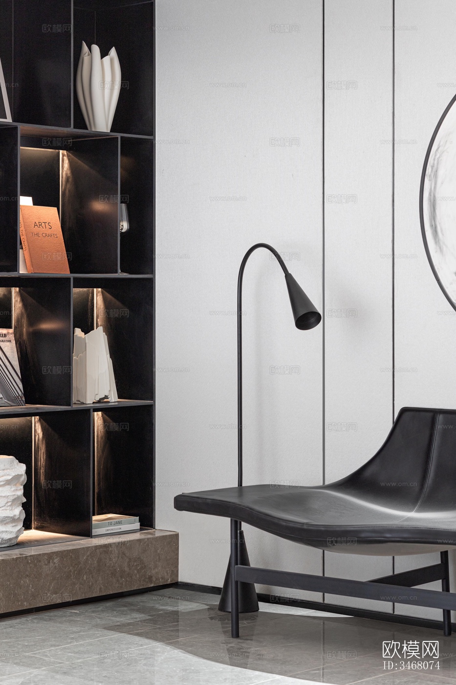 现代大平层效果图下载（渲染图3）