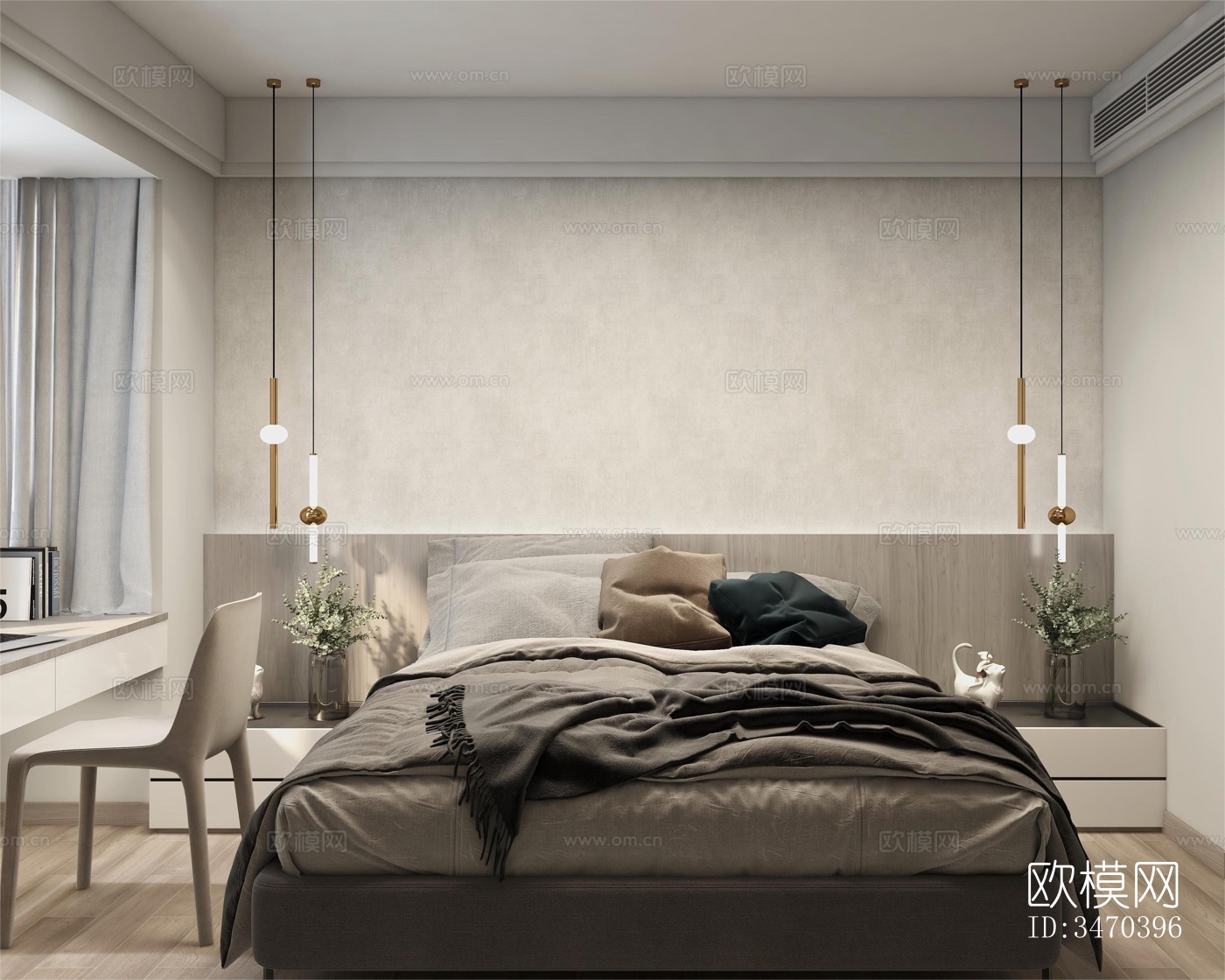 现代平层效果图下载（渲染图6）