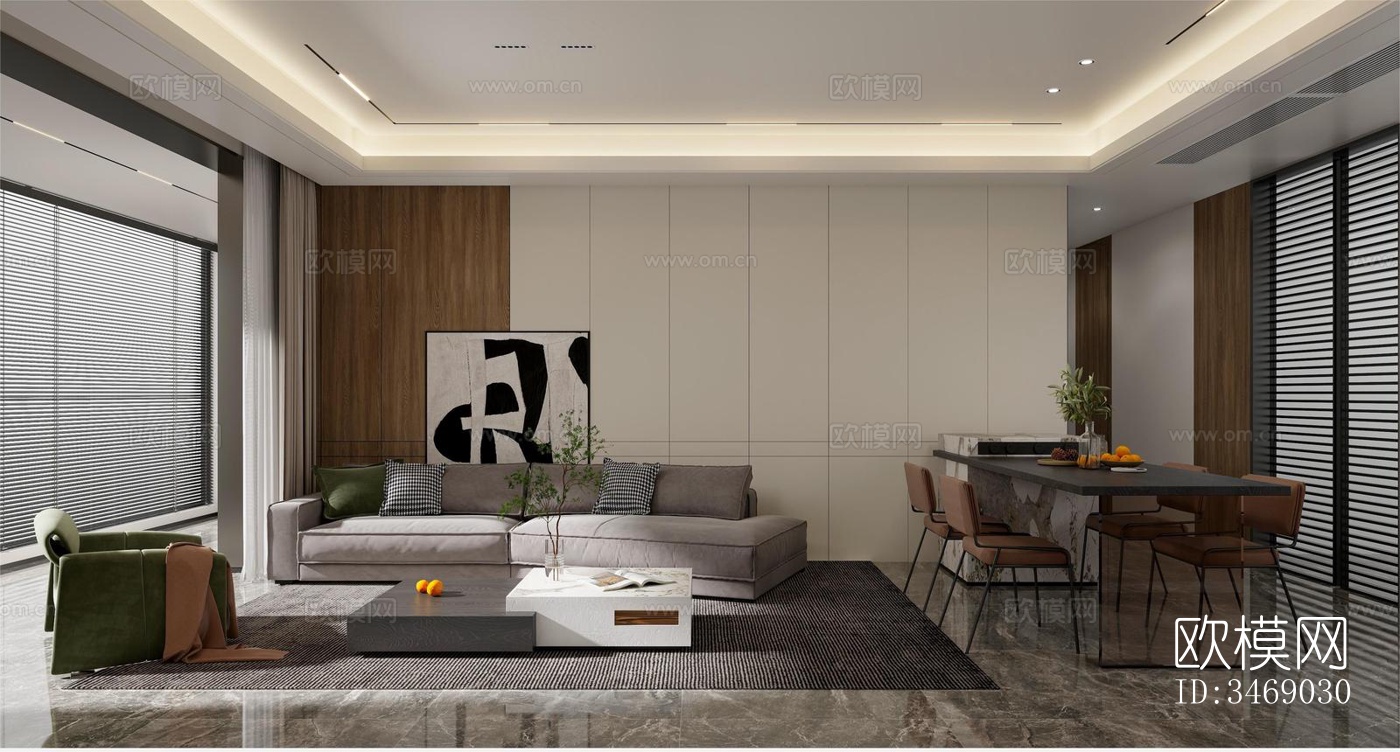 现代平层效果图下载（渲染图2）