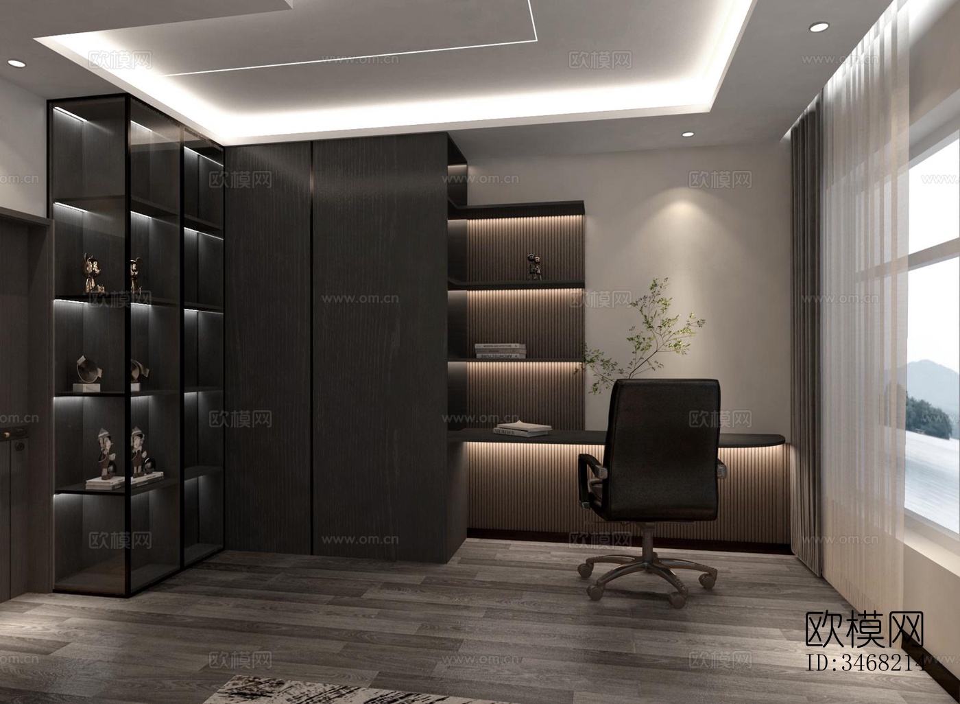 现代大平层效果图下载（渲染图9）