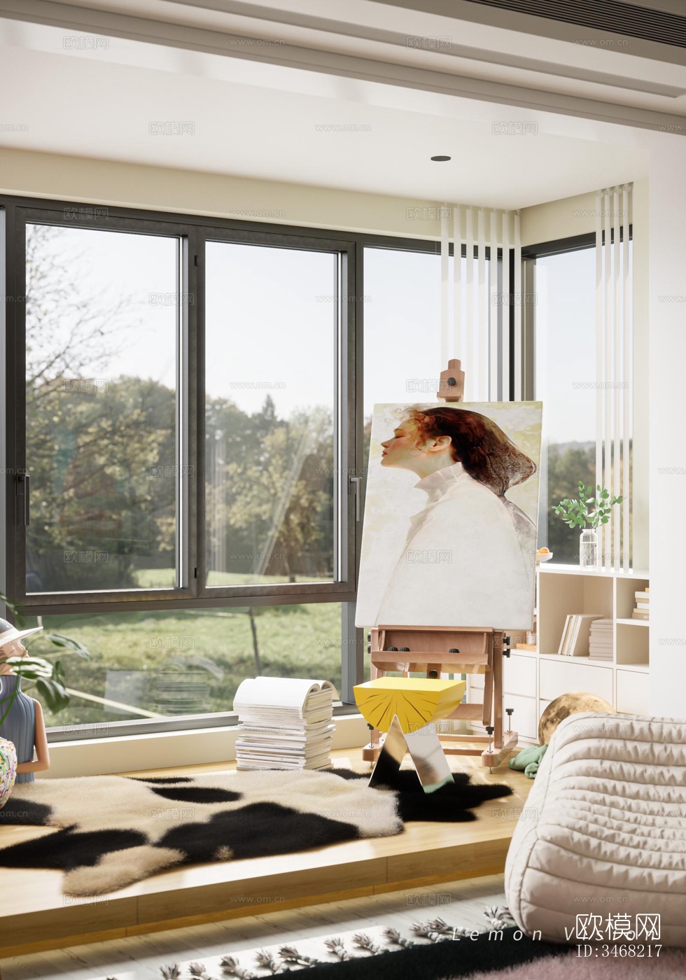 现代大平层效果图下载（渲染图4）