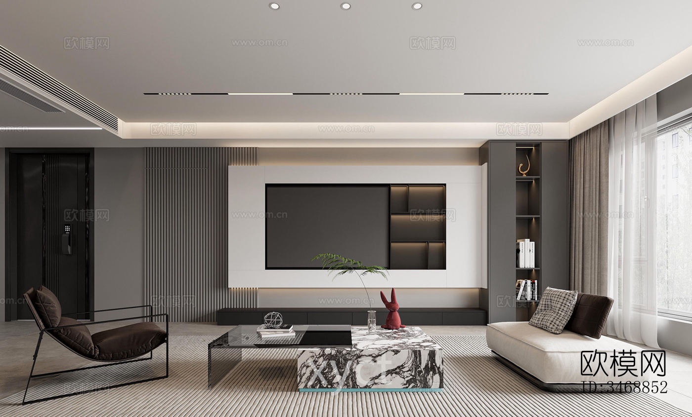 现代平层效果图下载（渲染图2）