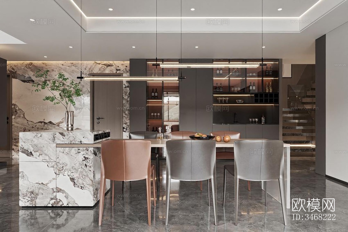 现代大平层效果图下载（渲染图2）