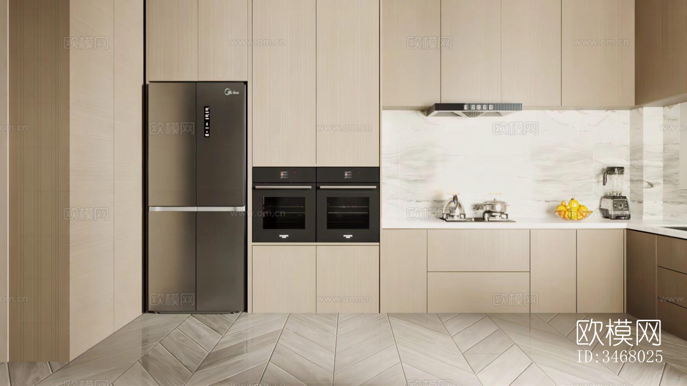 现代大平层效果图下载（渲染图4）