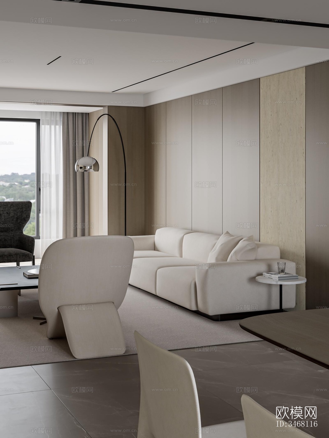 现代大平层效果图下载（渲染图10）