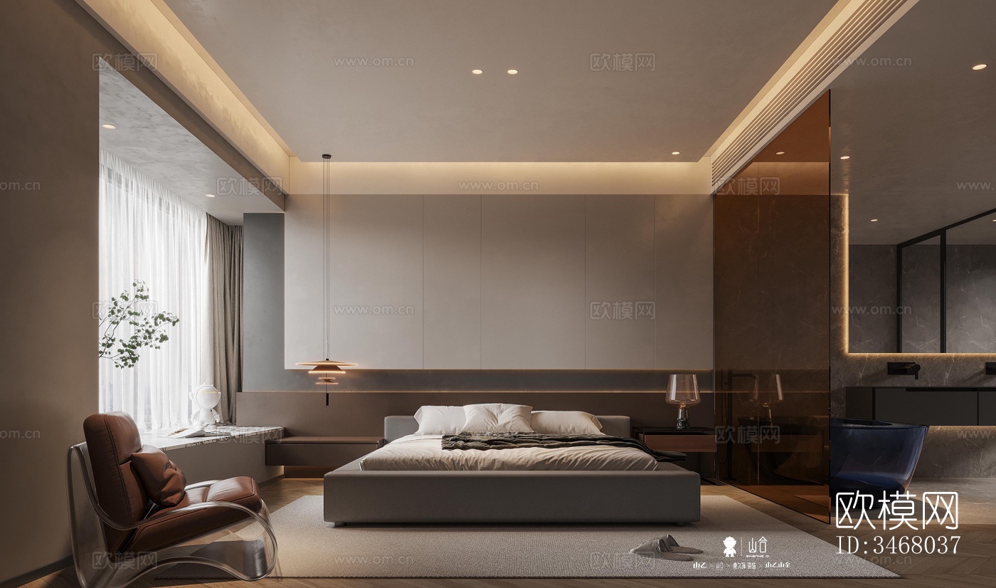 现代大平层效果图下载（渲染图4）