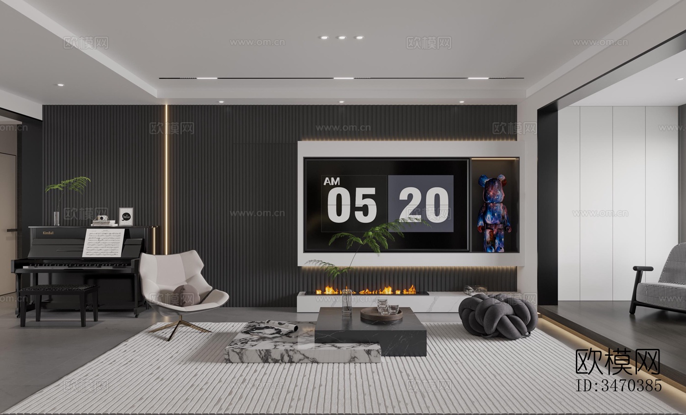 现代平层效果图下载（渲染图1）