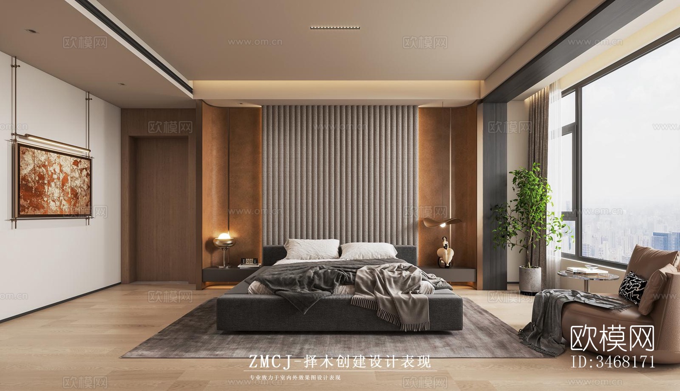 现代大平层效果图下载（渲染图14）