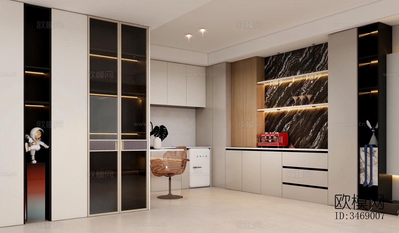 现代平层效果图下载（渲染图1）