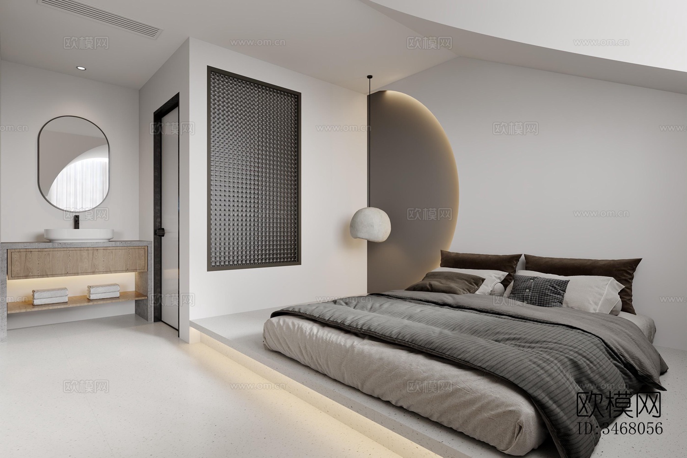 现代大平层效果图下载（渲染图6）