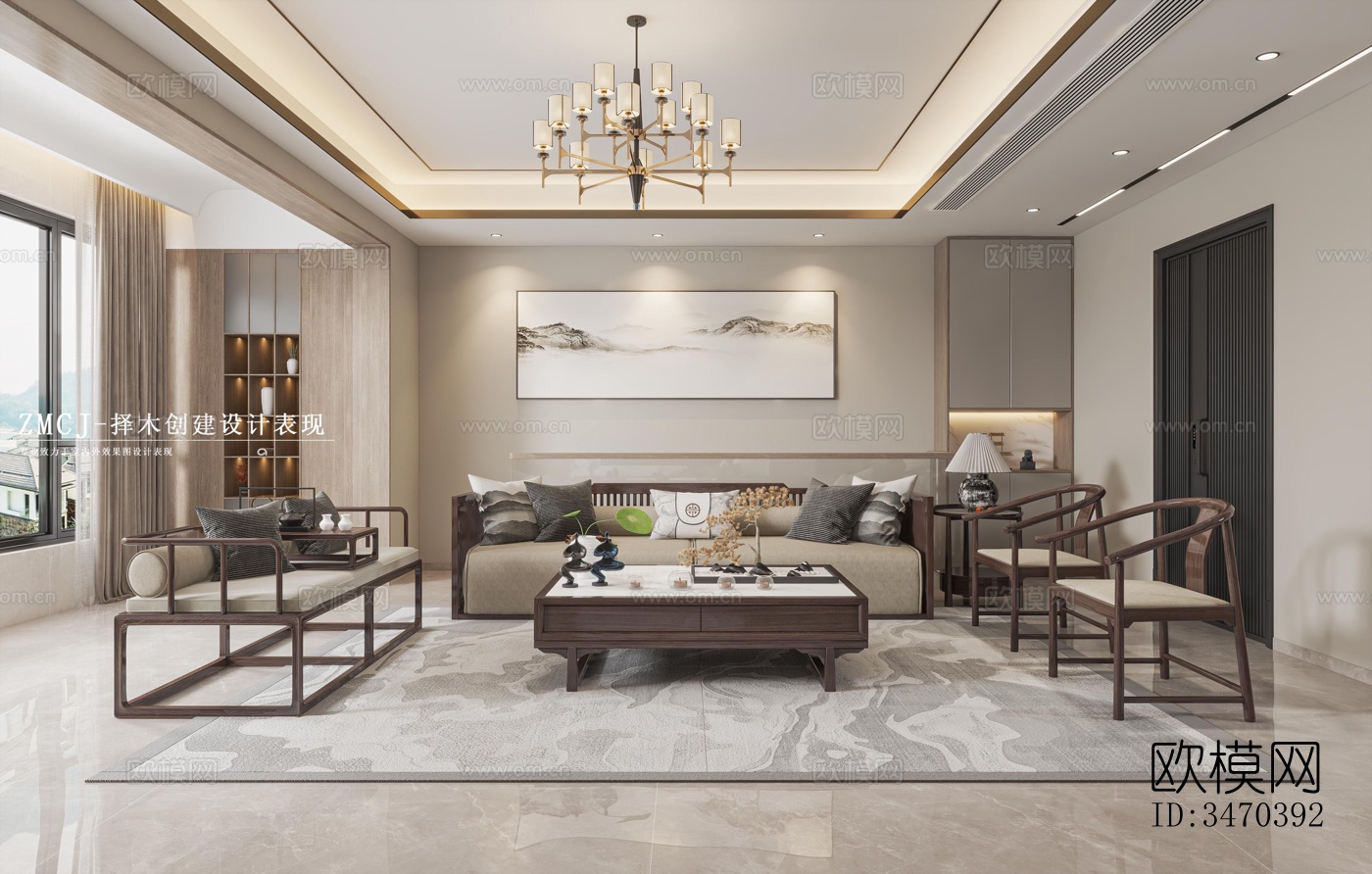 现代平层效果图下载（渲染图2）