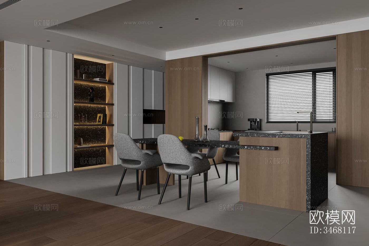 现代大平层效果图下载（渲染图2）