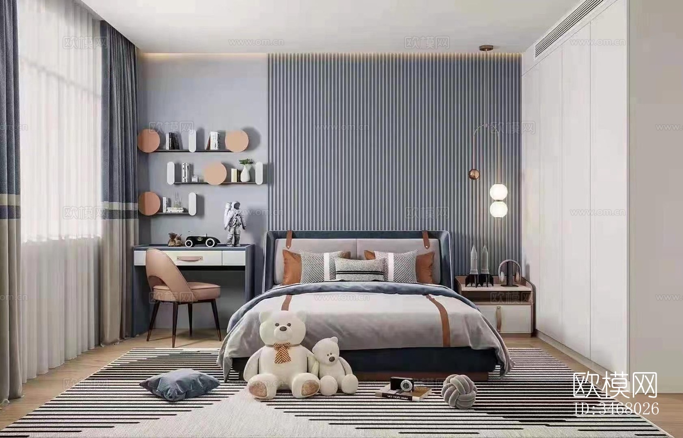 现代大平层效果图下载（渲染图9）