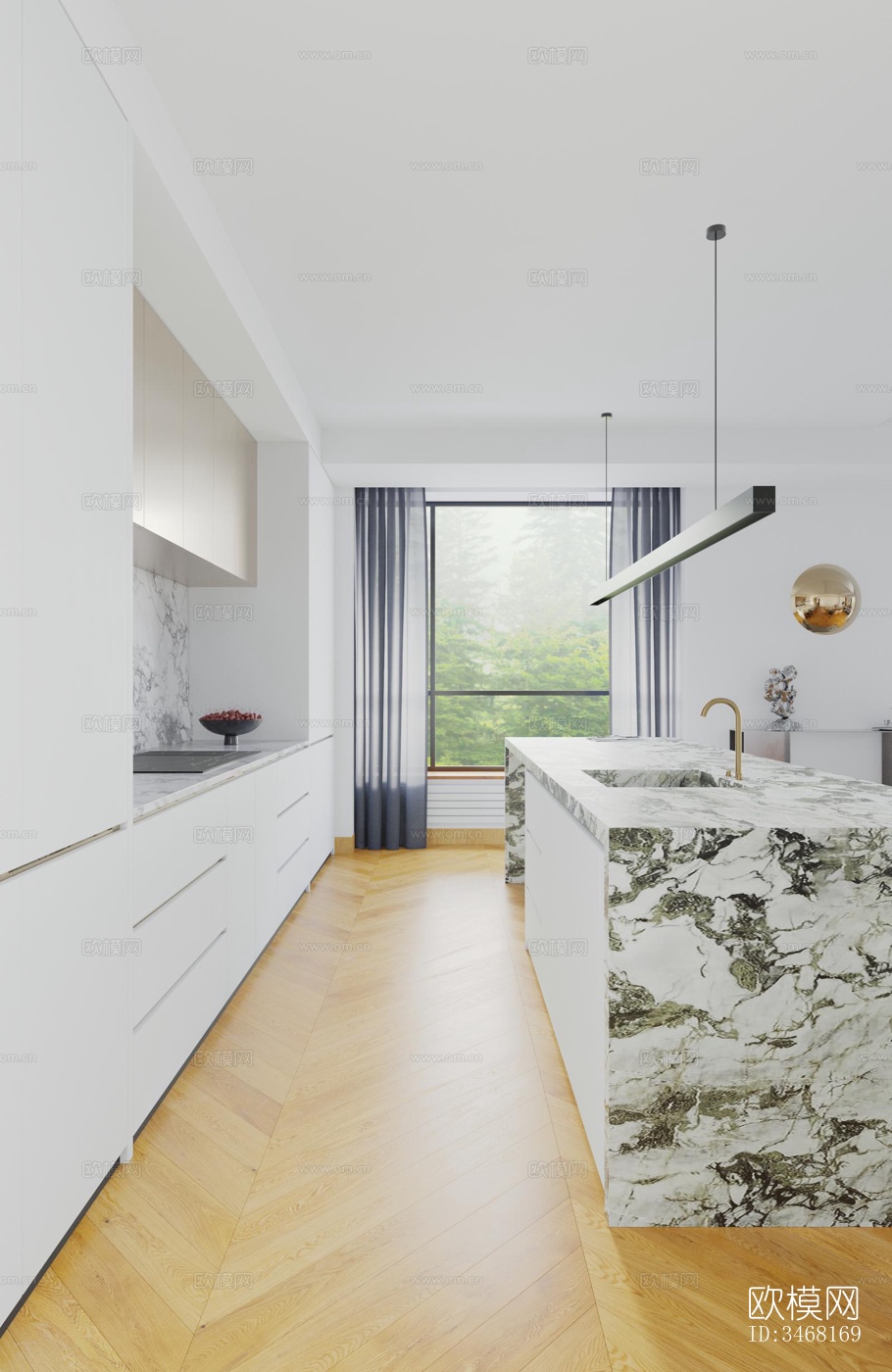 现代大平层效果图下载（渲染图9）