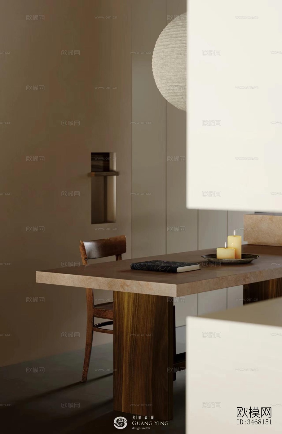 现代大平层效果图下载（渲染图7）