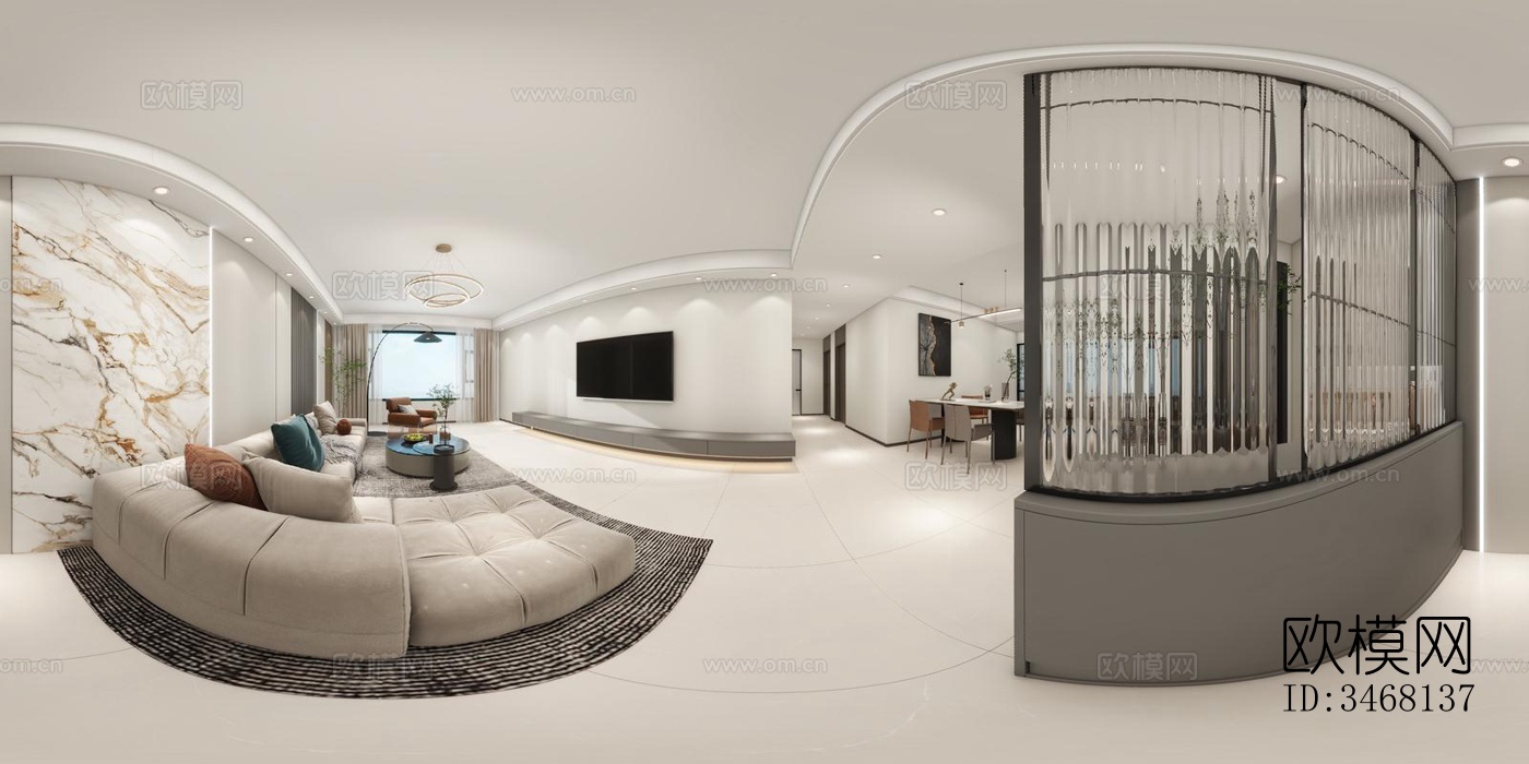 现代大平层效果图下载（渲染图12）