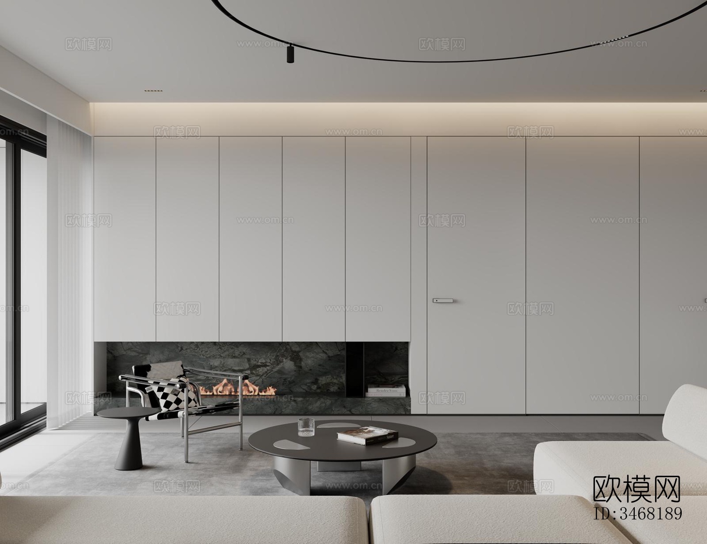 现代大平层效果图下载（渲染图7）