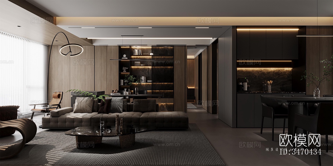 现代平层效果图下载（渲染图2）