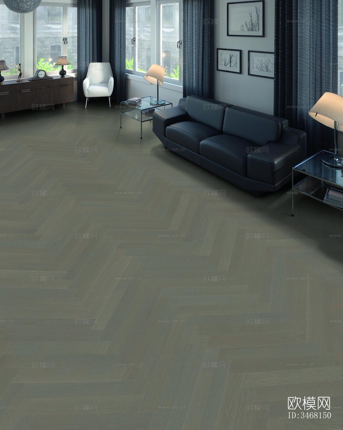 现代大平层效果图下载（渲染图2）