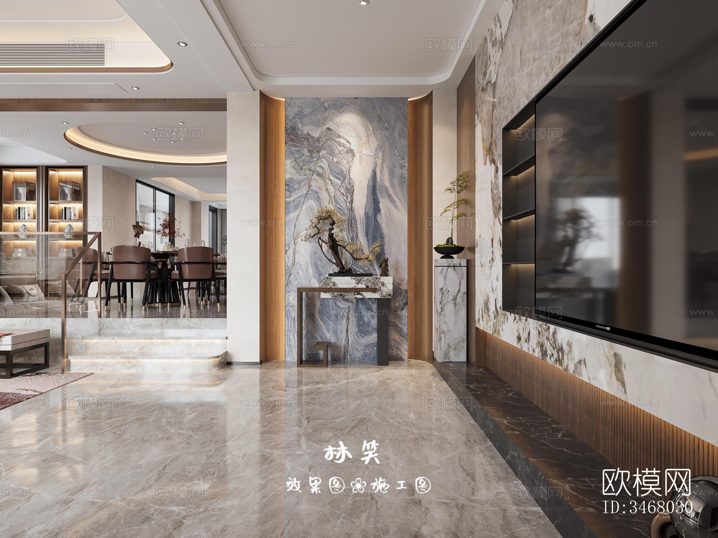 现代大平层效果图下载（渲染图4）