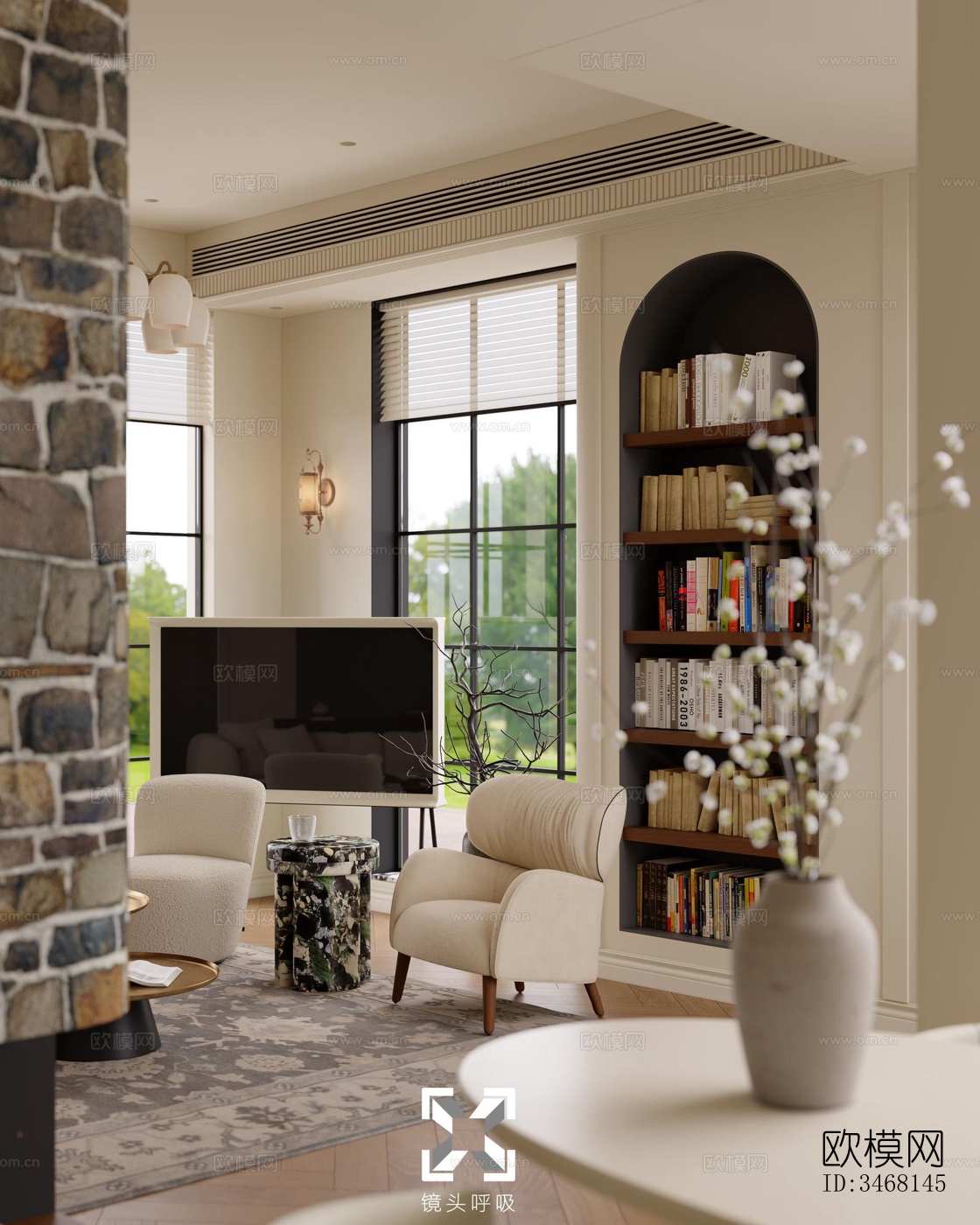 现代大平层效果图下载（渲染图4）