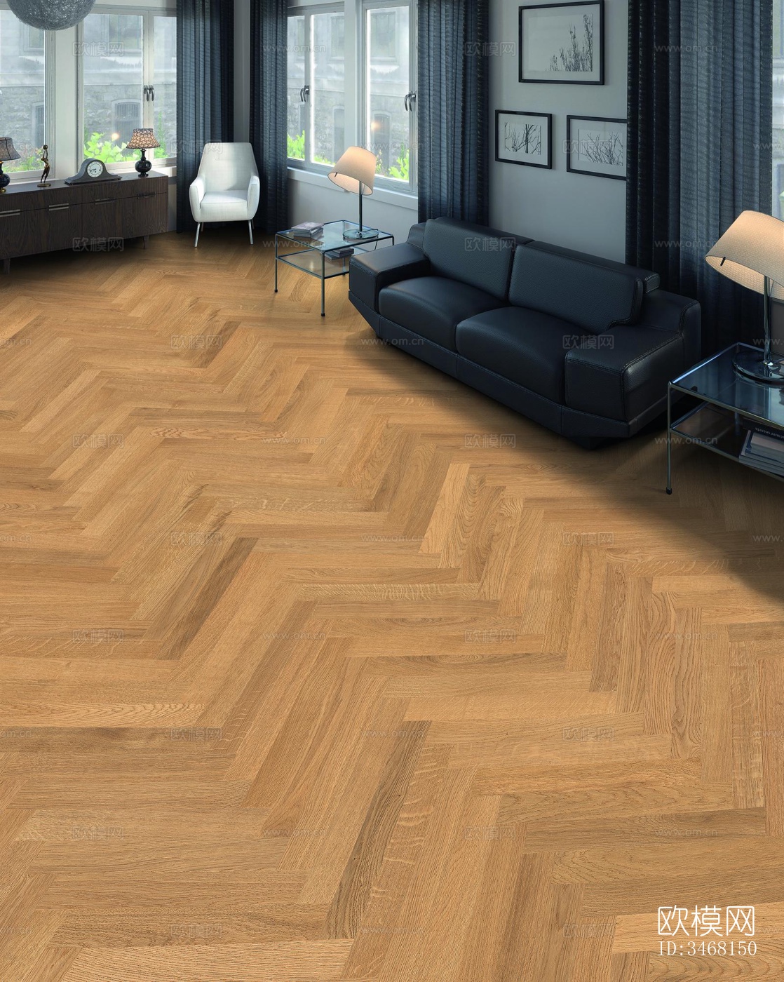 现代大平层效果图下载（渲染图4）