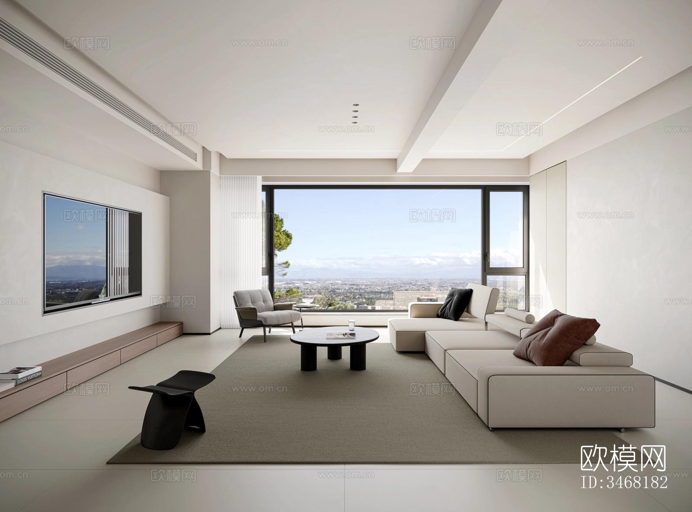 现代大平层效果图下载（渲染图10）