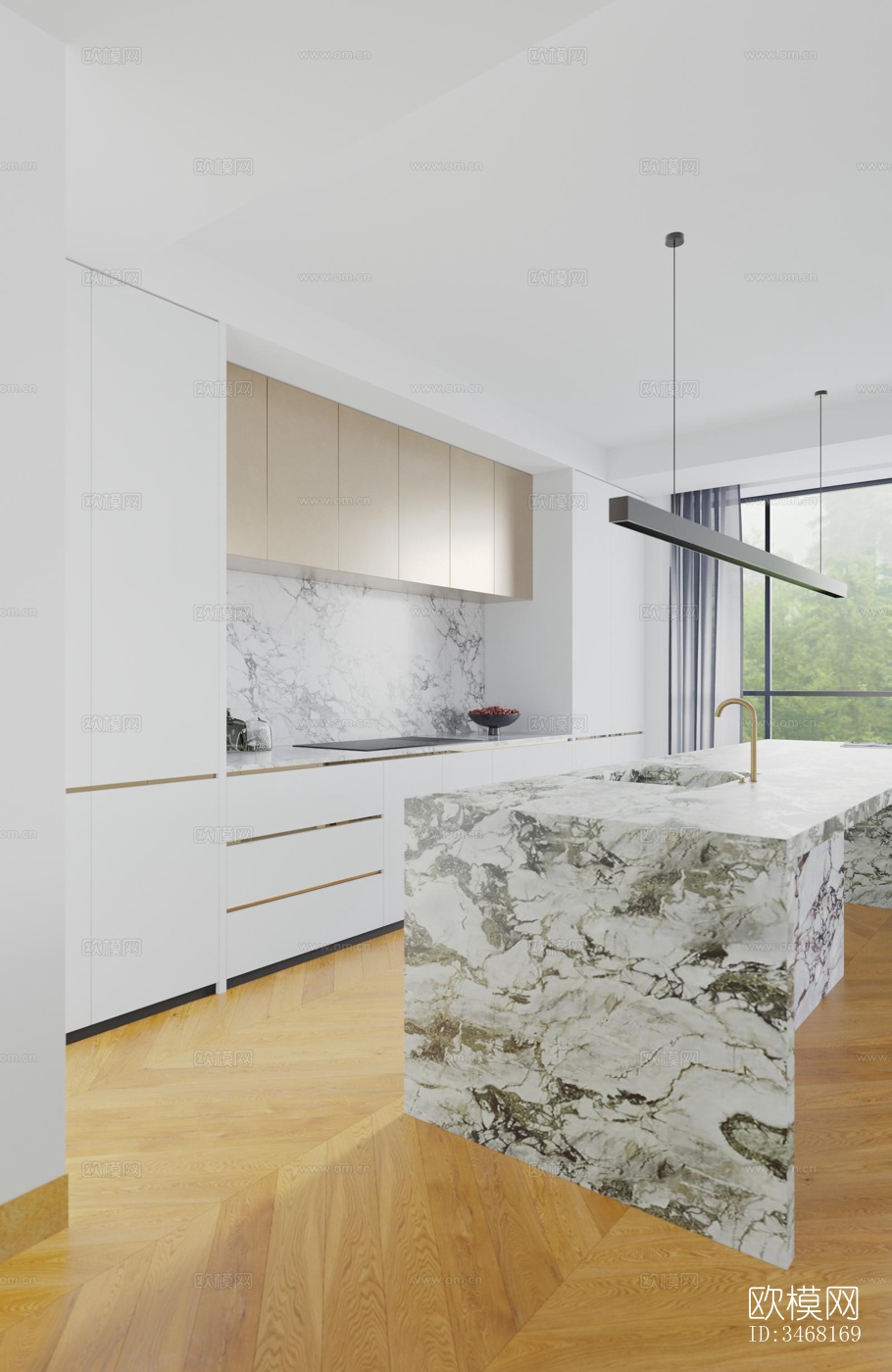 现代大平层效果图下载（渲染图3）