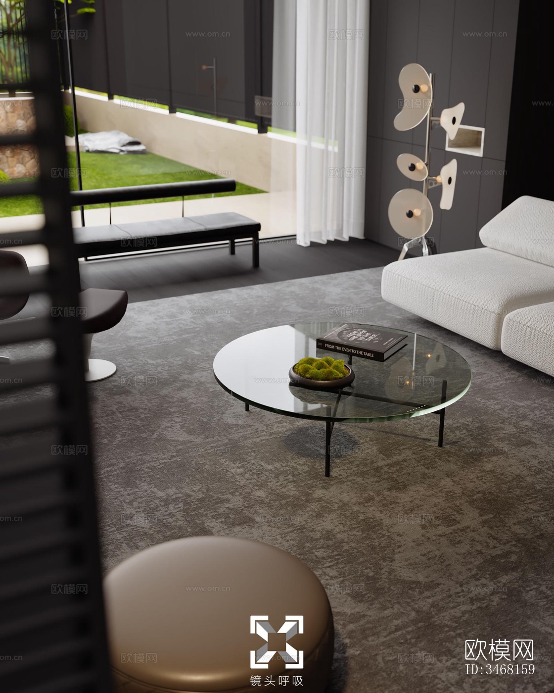 现代大平层效果图下载（渲染图3）