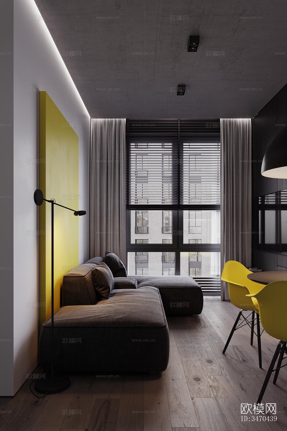 现代平层效果图下载（渲染图12）