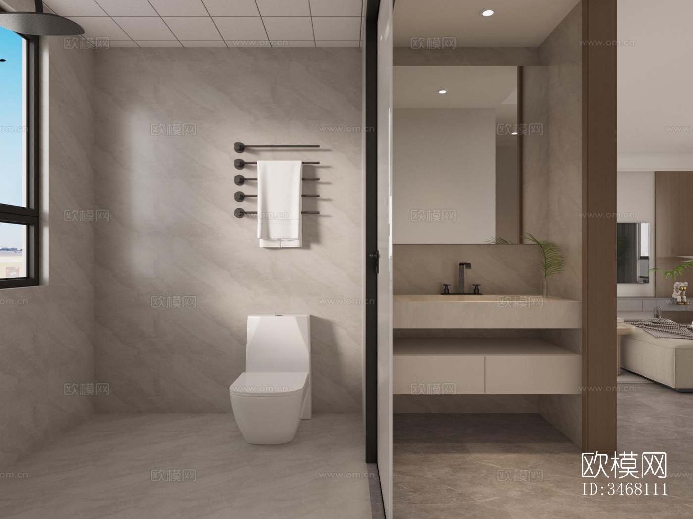 现代大平层效果图下载（渲染图2）