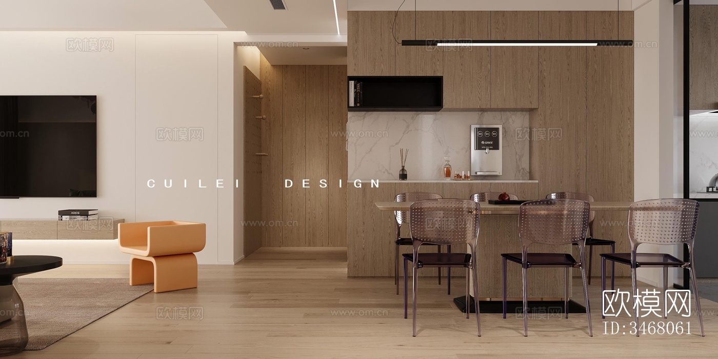 现代大平层效果图下载（渲染图8）