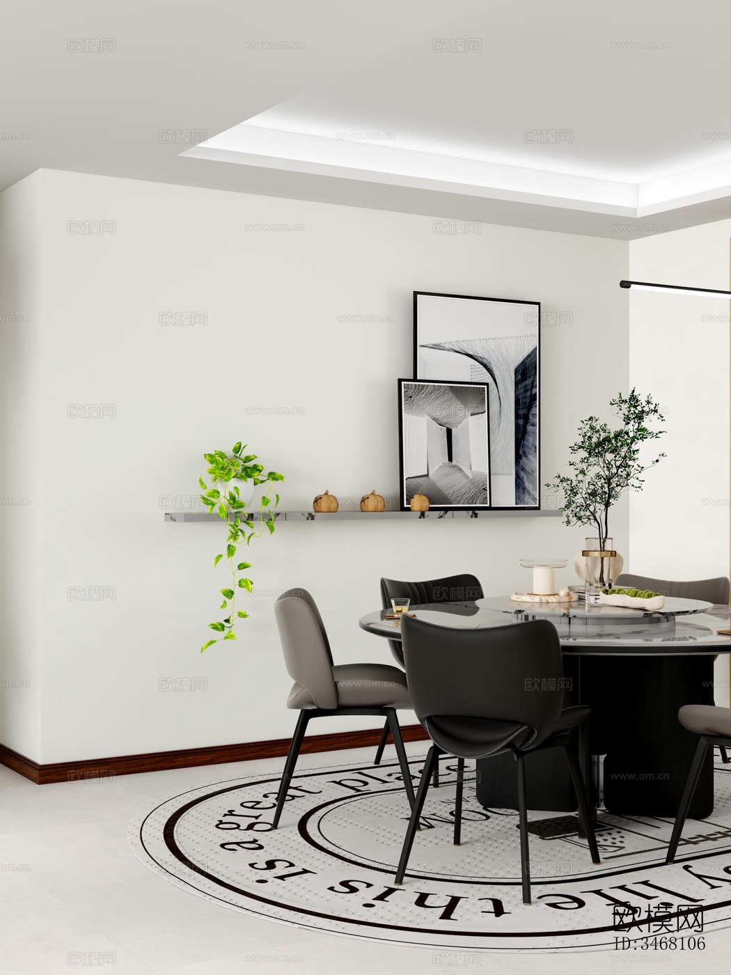 现代大平层效果图下载（渲染图1）