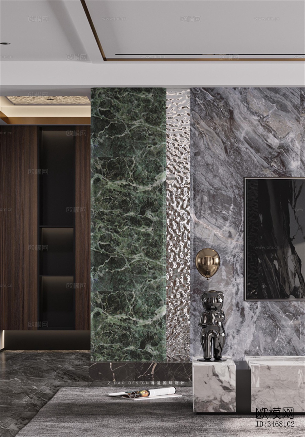 现代大平层效果图下载（渲染图3）