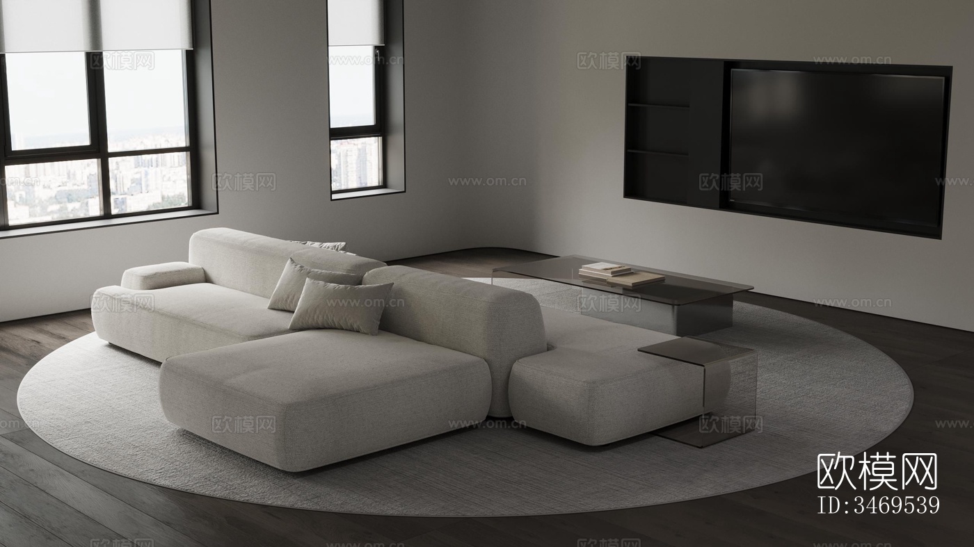 现代平层效果图下载（渲染图13）