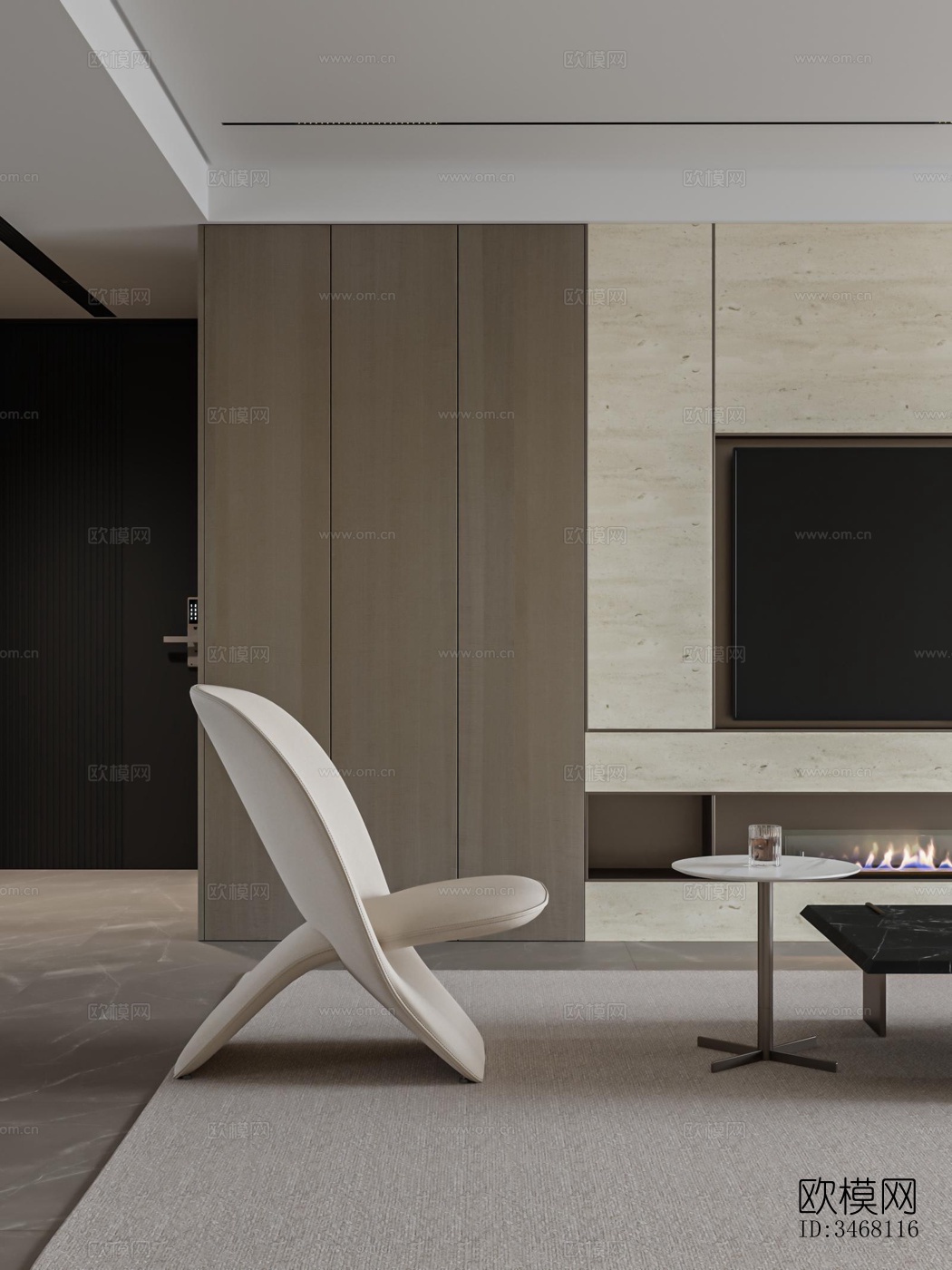 现代大平层效果图下载（渲染图14）