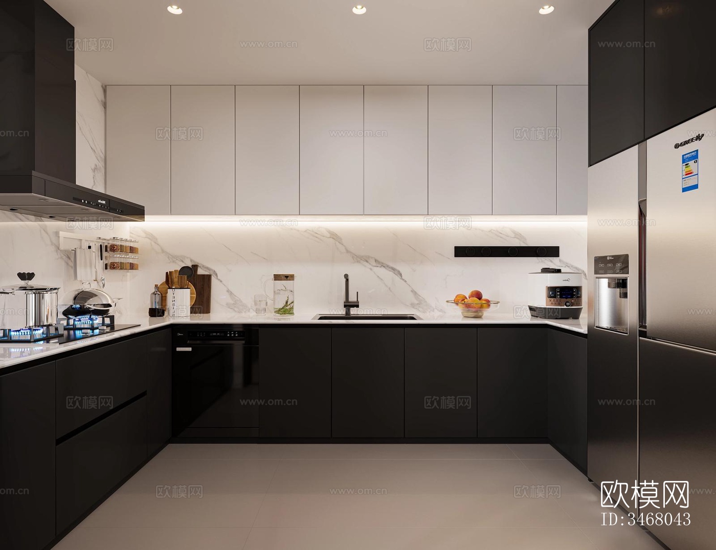 现代大平层效果图下载（渲染图11）